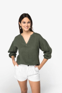 Blouse écoresponsable en lin pour femme - Native Spirit - Réf: NS524 - Tissu durable, thermorégulateur et léger_2