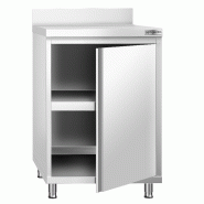 Meuble bas inox adossé P 600 mm avec portes -_2