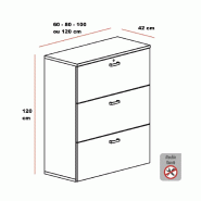 Armoire de Bureau : Classeur Professionnel 3 Tiroirs pour Dossiers Suspendus - 80, Gris aluminium, Chêne veiné_2