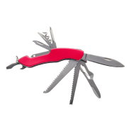 Couteau de poche multifonctions - acier inoxydable - 12 fonctions - manche aluminium - couleur rouge_2