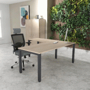 Bureau d'angle Tempo - Mobel Linea. - 160, Anthracite, Acacia clair, Non_0
