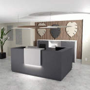 Banque d'accueil d'angle Delta Plus avec réhausse - Mobel Linea - 184, Blanc mat, Droite, Oui, Anthracite_0