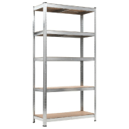 Vidaxl étagère de rangement 5 niveaux argenté acier et bois ingénierie 140646_2
