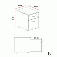 Caisson mobile Torino - Blanc, 2 tiroirs, Non_2