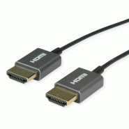 ROLINE Câble HDMI Ultra HD avec Ethernet, 4K, M/M, ultra-slim, coaxial, noir, 2 m_2