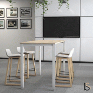 Table haute Tempo - Mobel Linea - 160, Blanc, Acacia foncé_2