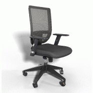 Siège de bureau Tertio avec dossier résille - Sokoa - Noir, Noir, Réglable hauteur_2