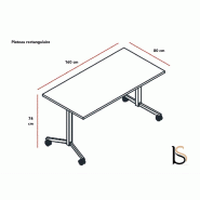 Table abattante polyvalente avec plateau rectangulaire - MDD - 160 x 80 cm_2