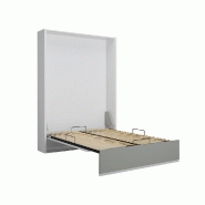 Armoire lit escamotable ALADYNO - Blanc mat bandeau gris mat - 140x200 cm - Ultra plate - Ouverture assistée_2