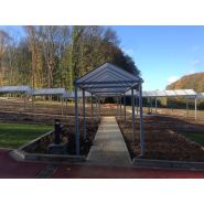 Passage couvert Pentu - abri à toiture plate inclinée - longueur de 1 m à indéfini - bardages et coloris personnalisables_2