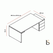Bureau de direction Mito avec caisson - MDD - 201, Blanc, Sycomore clair_2