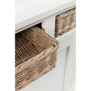 Buffet en bois et verre blanc - Softy - Style campagne chic avec cannage et paniers naturels_2