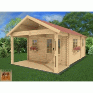 Chalet en bois plain-pied frene 30 / madrier / 30 m² / en kit / toit double pente