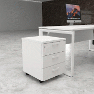 Caisson mobile 3 tiroirs classiques bicolore - MobelLinea - Blanc pastel, Blanc pastel_2