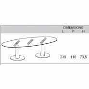 Table de réunion ovale avec plateau en verre - Quadrifoglio. - Blanc 9010_2