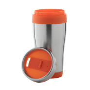 Mug thermos double-paroi en acier inoxydable - 450 ml - finition plastique colorée avec poignée - livré en boîte cadeau_2