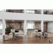 Bureau bench 2 personnes Blade - Alea - Non, 120, Chêne gris_2