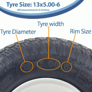 13x5.00-6 Grass Lawnmower Tyres  Rims Wanda P332, 25mm 6205 Bearings (Set of 2)_2