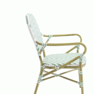 Tango - Fauteuil de bistrot en rotin synthétique bambou-blanc/vert pastel_2
