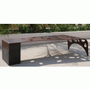 Banc public en métal - Collection Green Palacio - acier corten et motifs alvéolaires_2