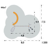 Structure multi-jeux 5 à 12 ans - Agito Joz gris 8002101 Hags - Fondation à enterrer, dimensions 4800x4400x3080 mm_2
