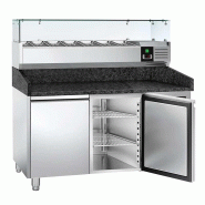 Table de préparation pizza plan de travail en granit 1500 x 800 - 2 portes et 6 GN 1/3_2