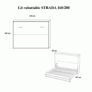 Armoire lit horizontale escamotable STRADA-V2 - Gris graphite mat - Couchage 160x200 cm - Gain de place_2