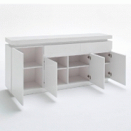 Buffet Ocean laqué blanc brillant - 4 portes, 2 tiroirs, LED inclus - Design contemporain_2