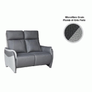 Canapé fixe 2 places Cabries - Microfibre bi-color gris plomb et gris perle - Assise confort ressorts ensachés_2