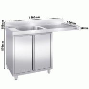 Plonge Inox 1 bac sur placard avec passage lave-vaisselle - P 600 - GGM - 1400 mm bac à gauche_2