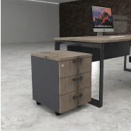 Caisson mobile 3 tiroirs classiques bicolore - MobelLinea - Gris anthracite, Chêne grisé_2