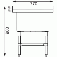 Évier profond en inox - Vogue - capacité 100 litres - avec dosseret et pieds réglables_2