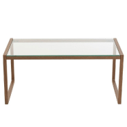 LIVIE - Table basse rectangulaire en métal et verre marron foncé - Design épuré_2