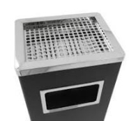 Poubelle cendrier Niel - rectangulaire en métal ou inox avec liner en acier galvanisé_2