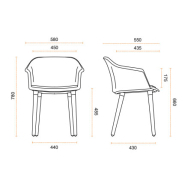 Lot de 2 fauteuils MIZA - Bois - Coque polypropylène 2 coloris avec assise tissu rembourrée - Référence 7981 FR125_2