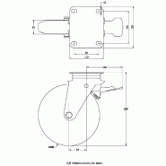 4 - Roues en caoutchouc de 200 mm Roulettes pour poubelles - pivotantes et pivotantes freinées 1100 litres_2