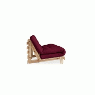 Canapé convertible futon ROOTS - Pin naturel - Coloris bordeaux - Couchage 140x200 cm - Design japonais et scandinave_2
