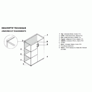 Armoire de bureau avec portes décor bois - MDD - Wengé, Gris aluminium_2