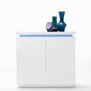Buffet haut OCEAN laqué blanc brillant - 2 portes avec LED intégré et système d'ouverture douce_2