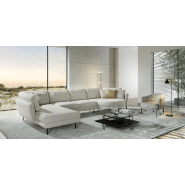 Canapé modulable Hudson OLTA 3 - Blanc cassé beige avec piètement en acier - Structure en bois de pin et mousse haute qualité_2