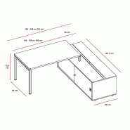 Bureau Idea 01 avec système d'électrification intégré - Quadrifoglio - 184, Wenge, Droite_2
