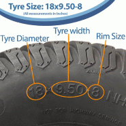 18x9.50-8 pneu tondeuse, 4ply turf, herbe, pneu tondeuse - Wanda P332 - jeu de 4_2