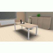 Bureau individuel Tempo réglable en hauteur. - 120, Blanc, Hêtre_2