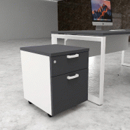 Caisson mobile avec tiroir pour dossiers suspendus - Mobel Linea - Gris anthracite, Blanc pastel_2