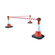 Dérouleur de sangle en polyester rouge et blanc - Longueurs 3m et 9m - Compatible cônes diamètre max 8cm_2