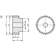 22400 - Engrenages en acier à denture droite - norelem France - nombre de dents : 12 à 48 - denture fraisée_2