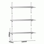 Etagères murales en inox 3 niveaux Profondeur 400 mm - 1600_2