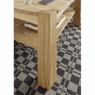 Table basse KALOS - 110 x 70 cm - Chêne massif noueux huilé avec étagère intermédiaire_2