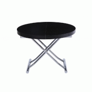 Table basse ronde relevable et extensible SATURNA - Bois noir - Diamètre 105 cm, extensible à 135 cm_2