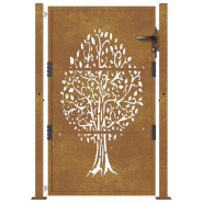 Vidaxl portail de jardin 105x130 cm acier corten conception de l'arbre 153162_2